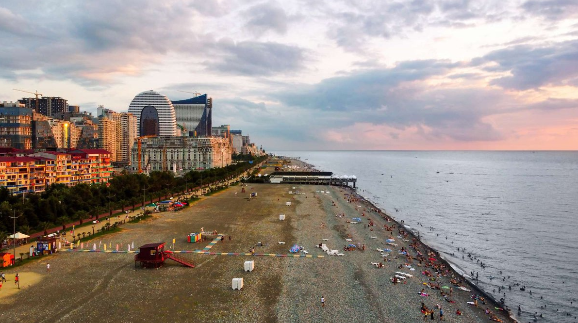 A beautiful sunset on the beach in Batumi