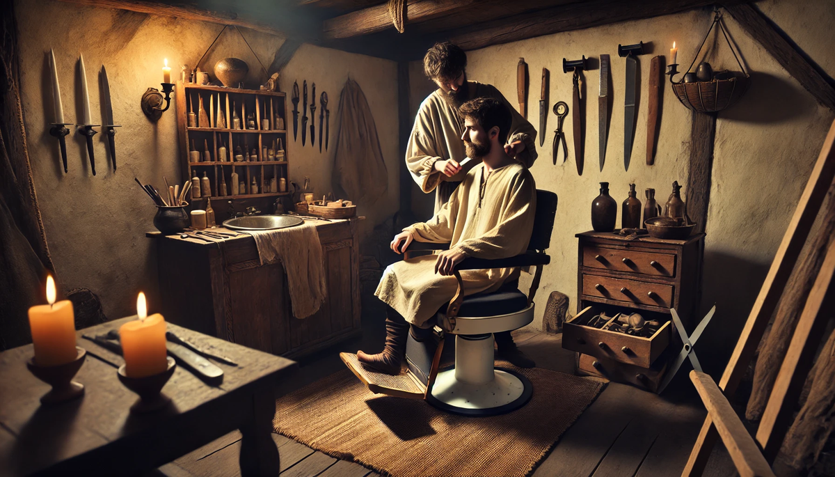 A_medieval_barbershop_scene_with_a_barber