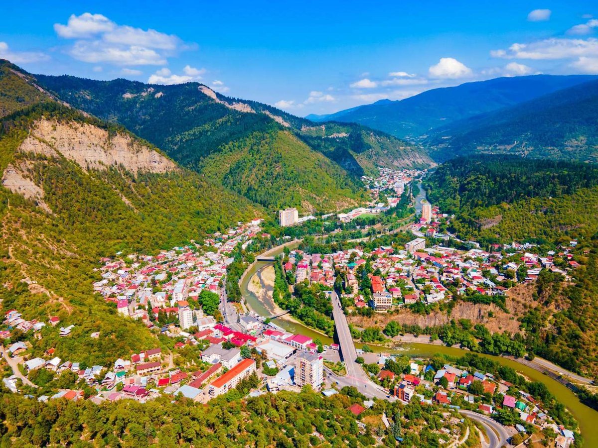 A panoramic view of Borjomi from the air