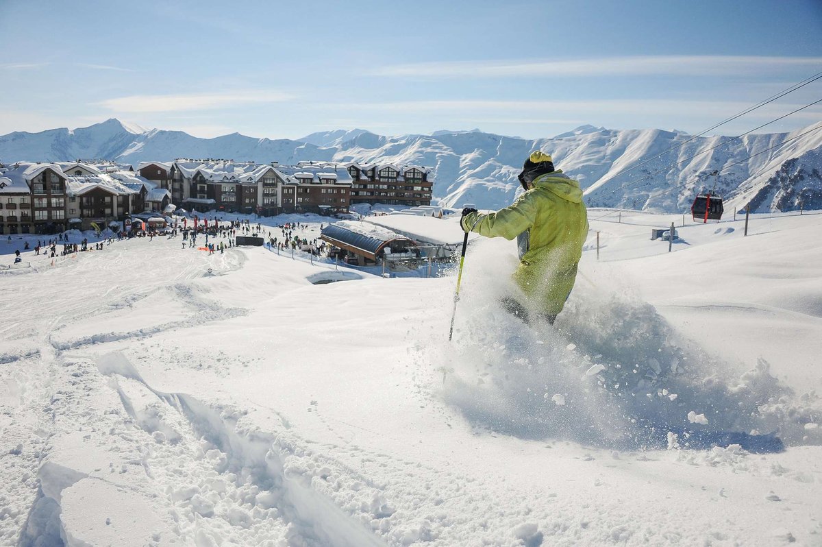 A skier on a mountain slope in Gudauri
