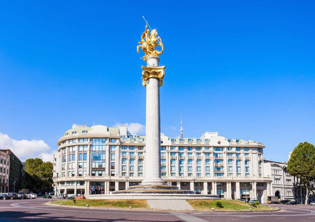 A stele on a square in Tbilisi