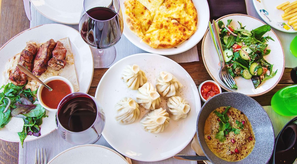 A table with Georgian dishes