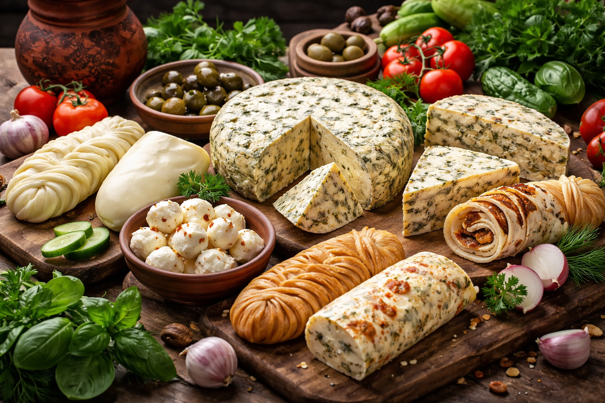 Assorted Georgian cheeses