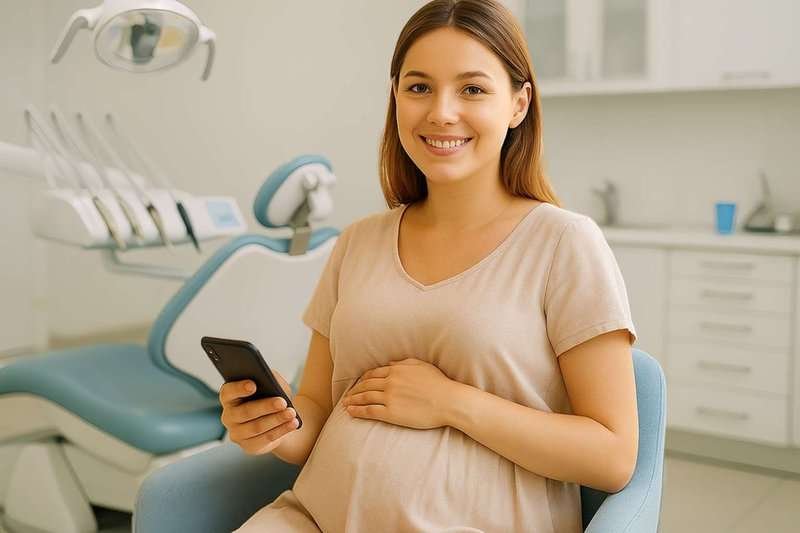 A pregnant woman at the dentist's office