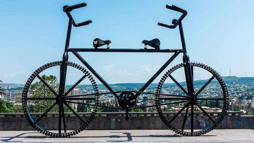Bicycle sculpture at Rose Revolution Square