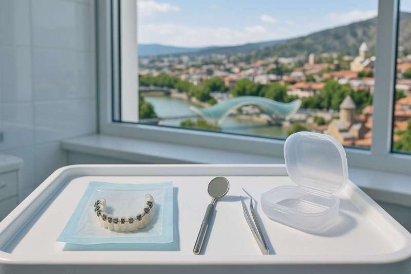 braces on the dentist's table