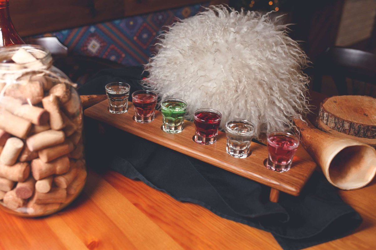 Colorful cocktails at a Georgian restaurant