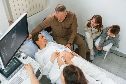 Family at the clinic for an ultrasound