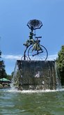 Fountain "Lady with a dog on a bicycle"