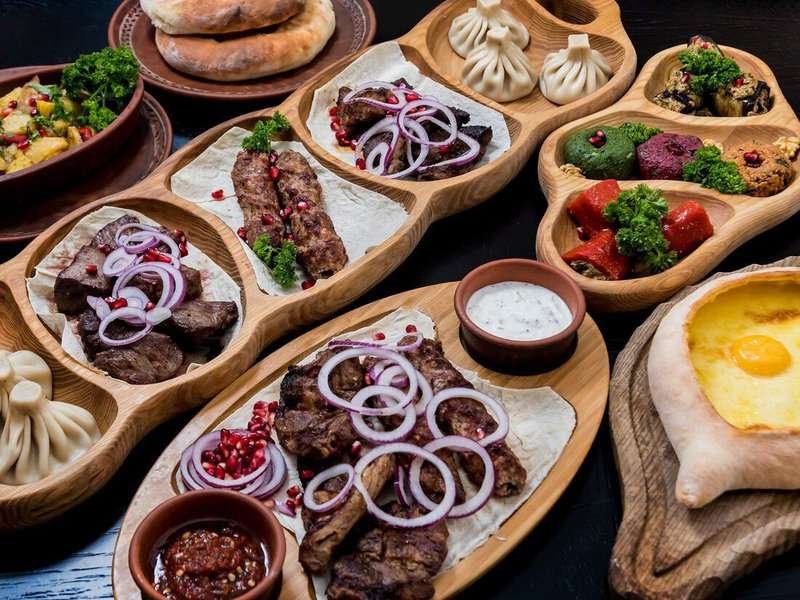 Georgian cuisine dishes on the table