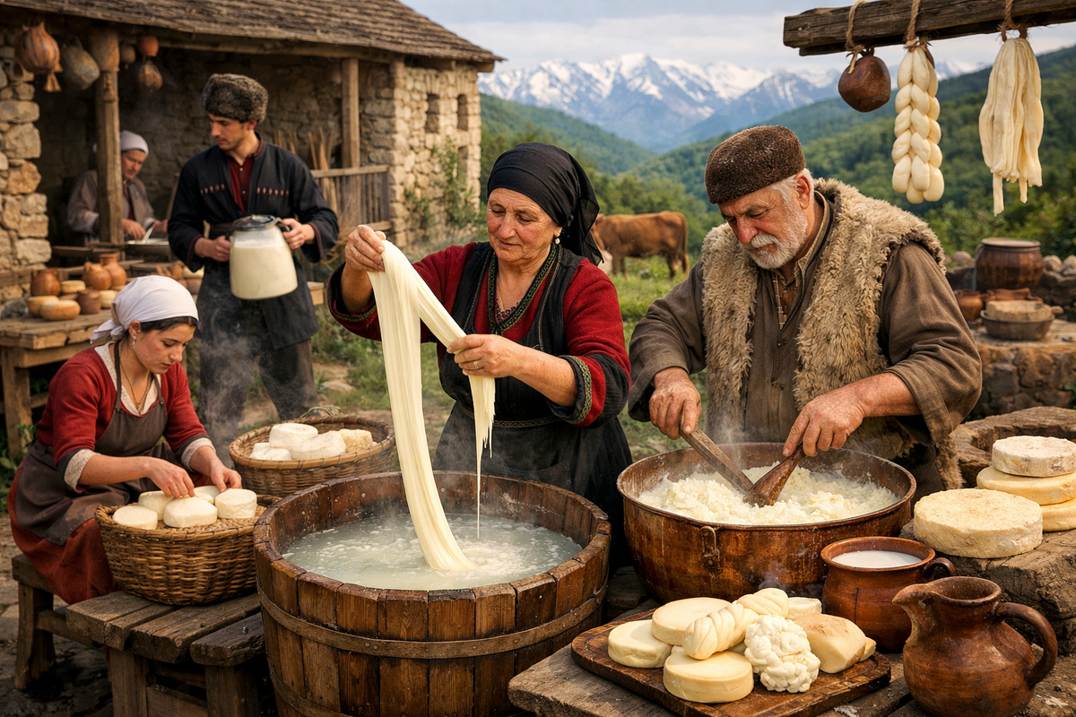 Georgians make cheese