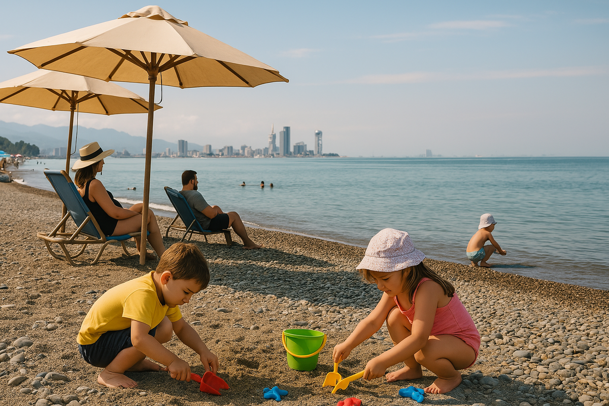 Children playing on the seashore