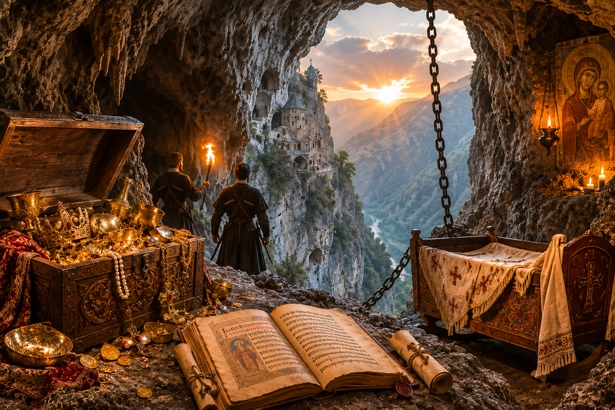 Discover the fascinating legends of hidden treasures, sacred relics and medieval mysteries surrounding one of Georgia's most remarkable caves.