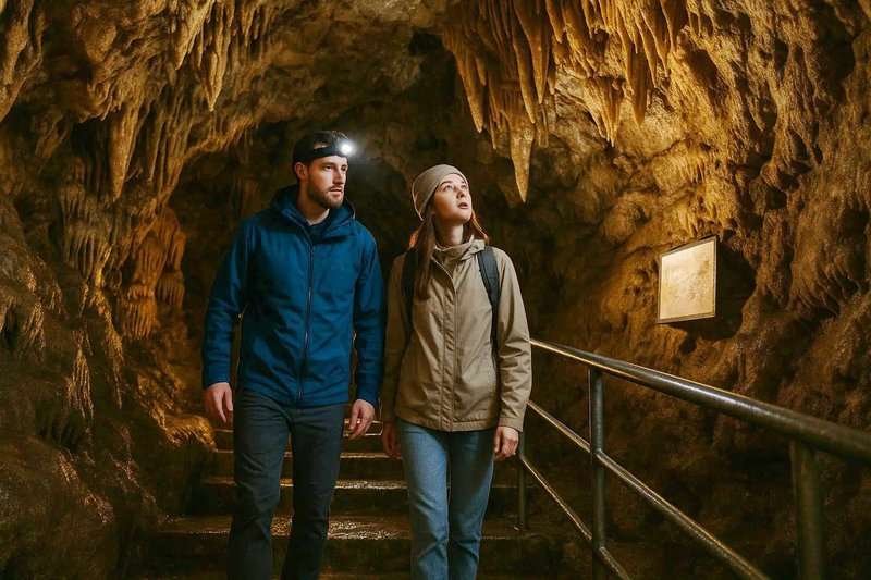 a man and a woman in a cave