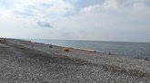 The beach to the left of the pier