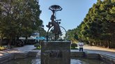 Fountain "Lady with a dog on a bicycle"