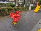 Children's playground and park on the banks of the Kura River