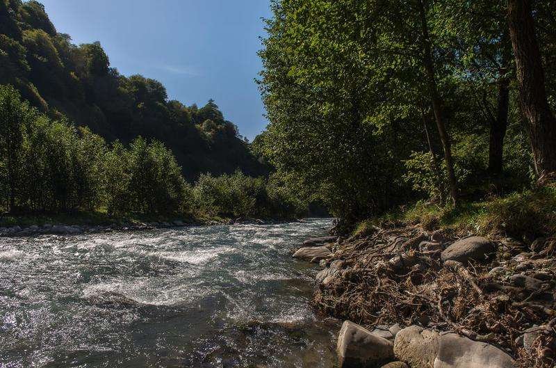 The Aragvi River. A mountain river.