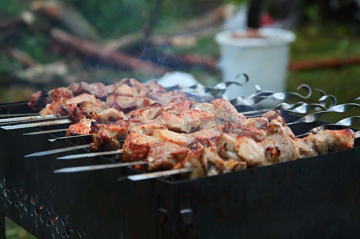 Shish kebab on the grill