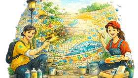 Street art, murals and mosaics