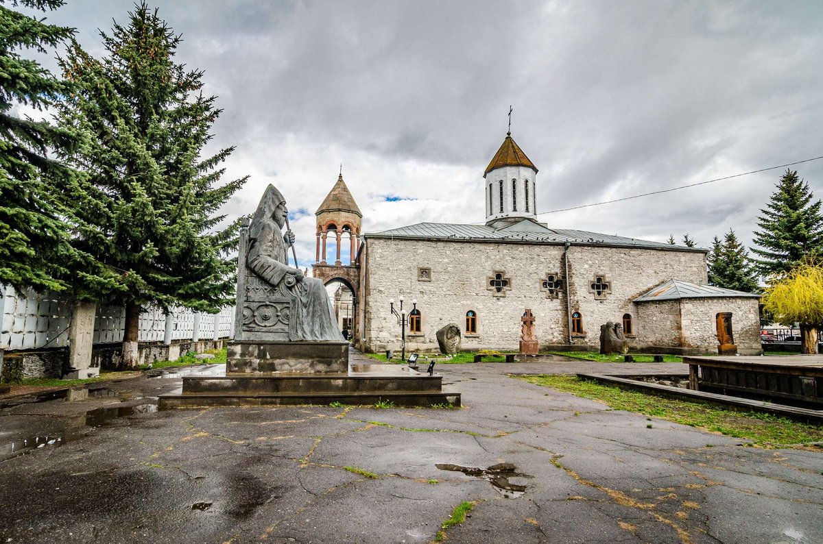 Surb-Khaj-Church-with-big-statue-in-Akhalkalaki