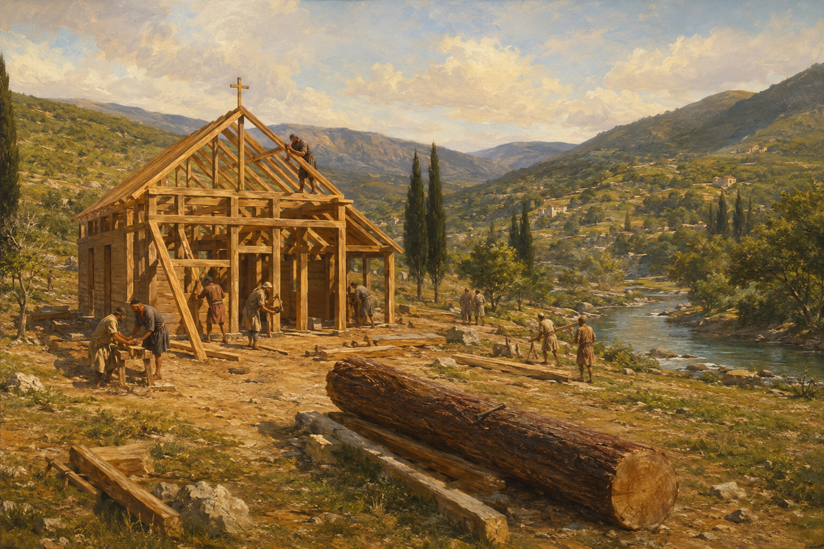 The first wooden church on the site of the future Svetitskhoveli.