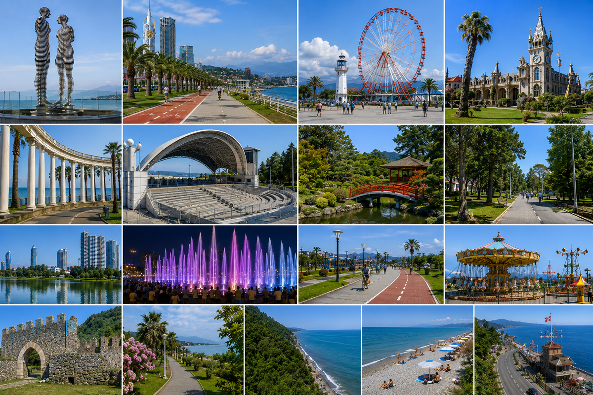 Batumi beaches connect easily with the boulevard, parks, fountains, landmarks and coastal day trips.