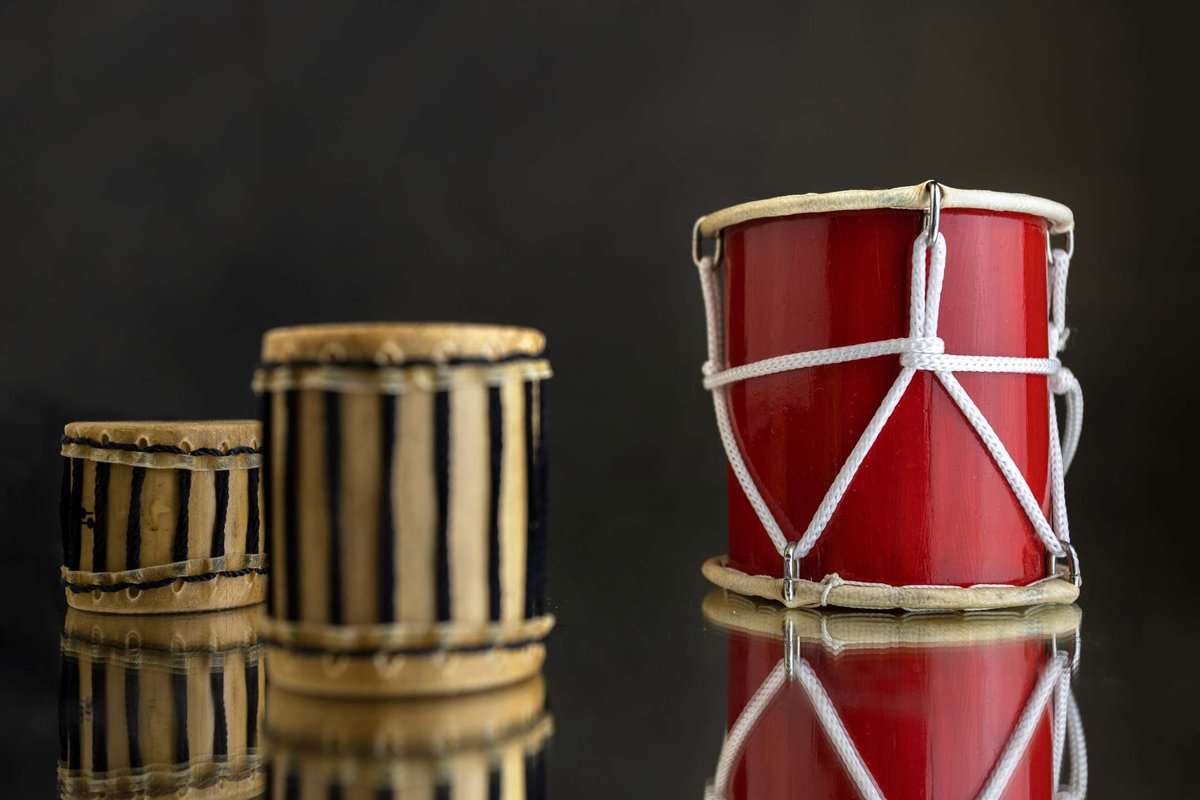 Three Georgian percussion musical instruments called doli