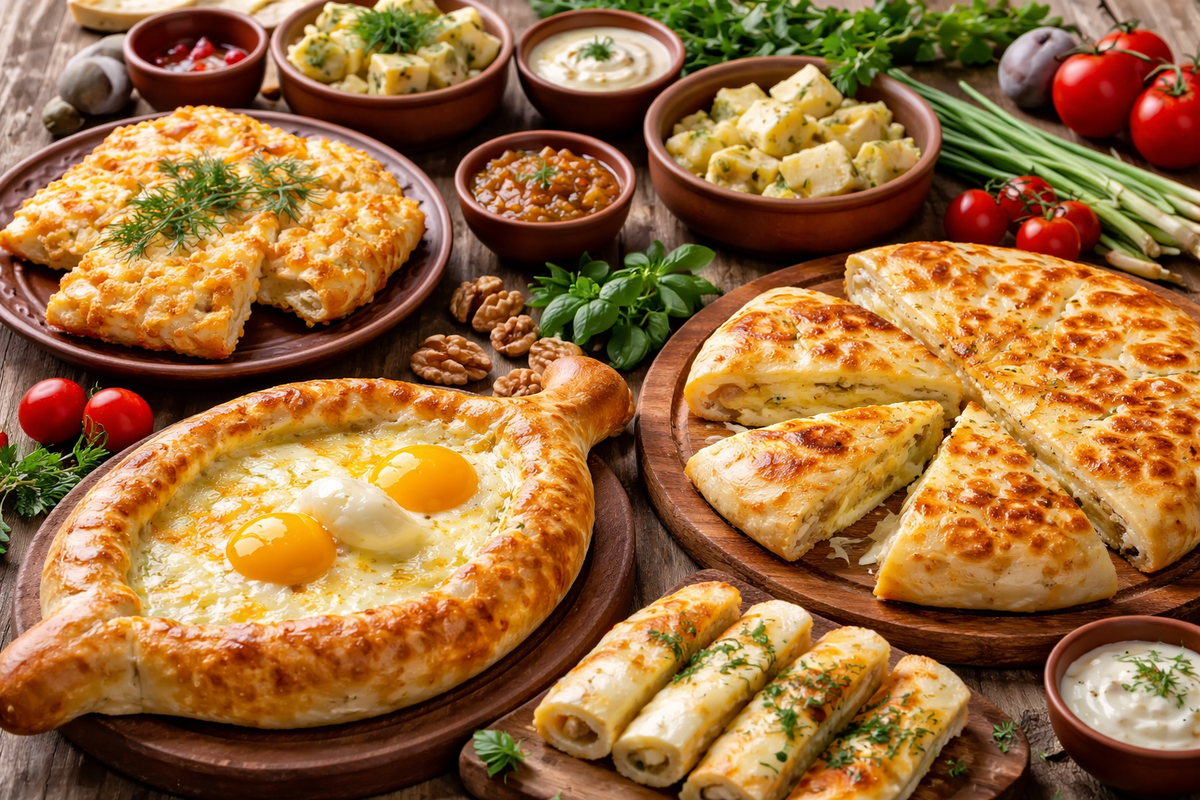 Traditional dishes with Georgian cheese