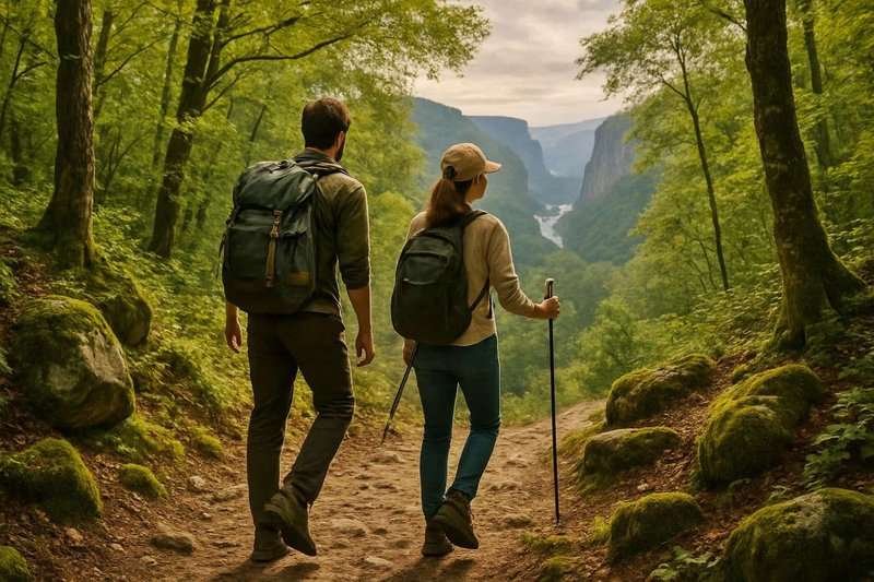 Tourists go to the conyon