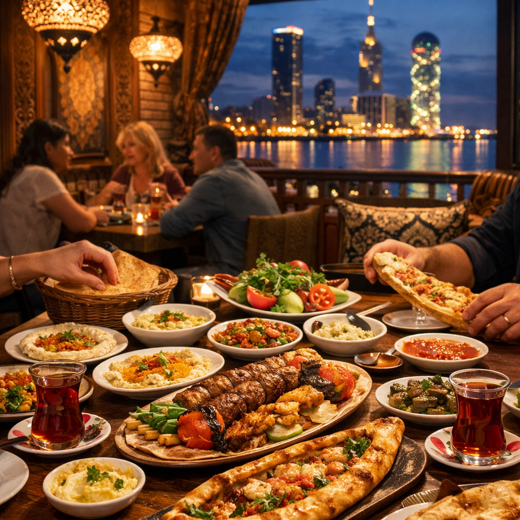 Authentic Turkish dinner table in Batumi