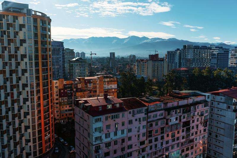 A view from a window in Batumi of residential buildings