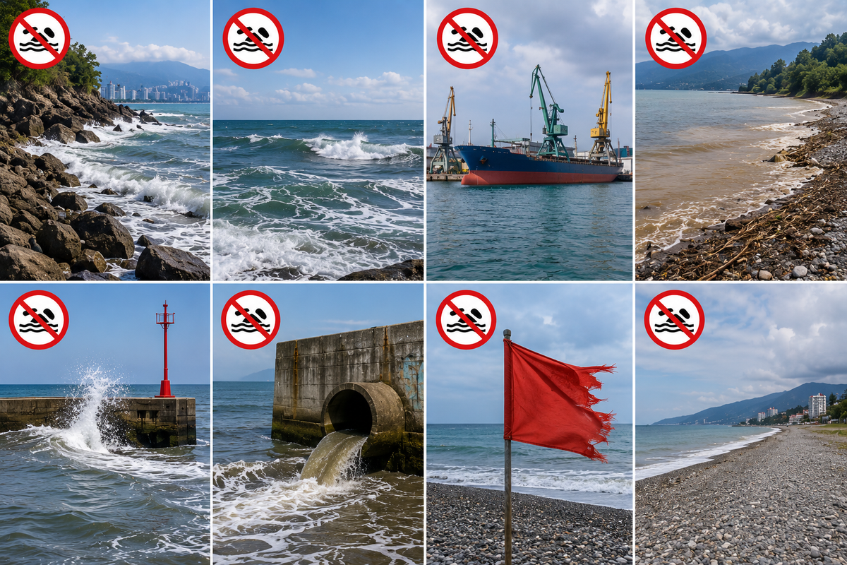 Where swimming is prohibited or not recommended