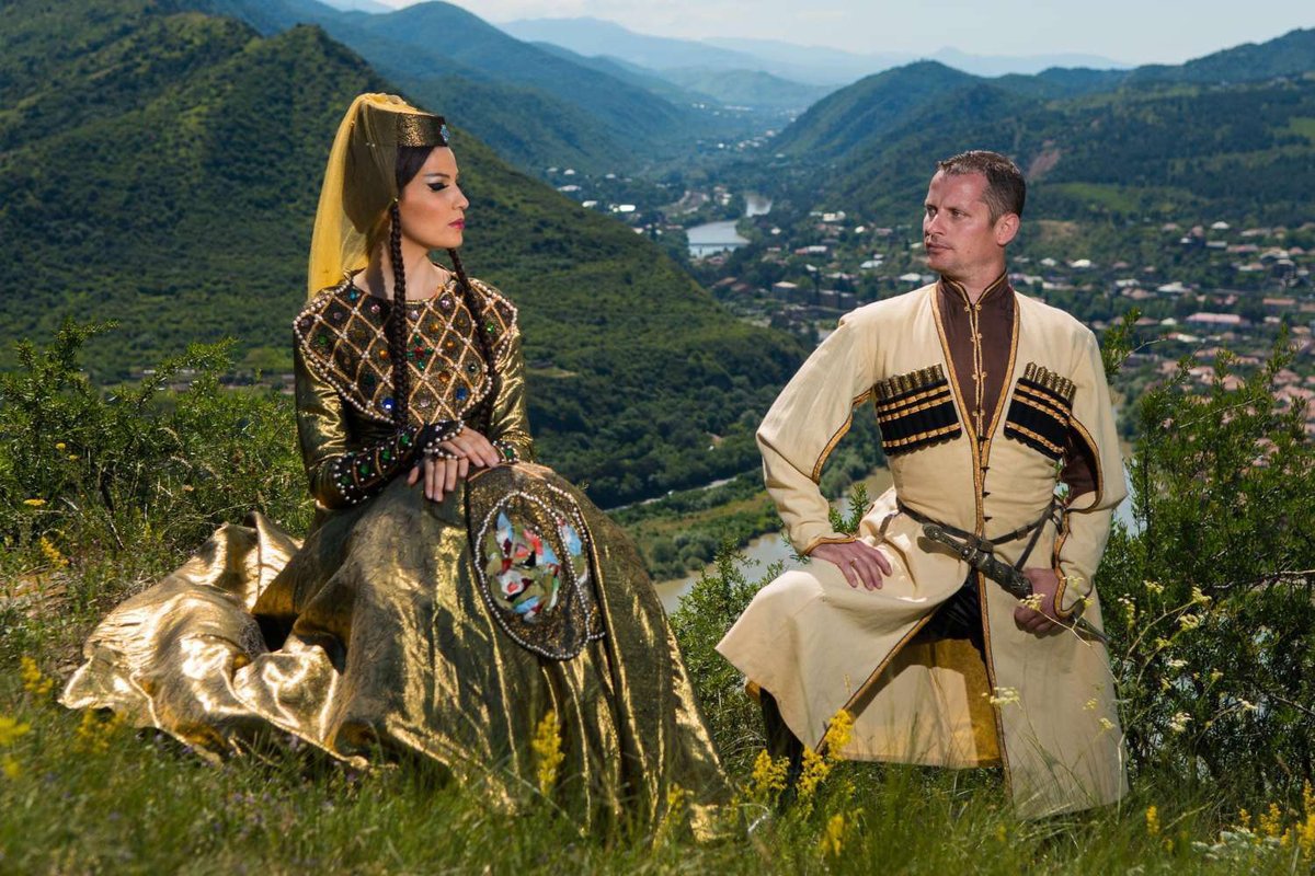 Young people in national festive costumes