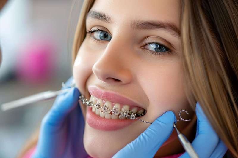 installing braces on a girl