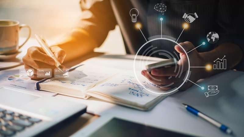businessman analyzing company financial repo