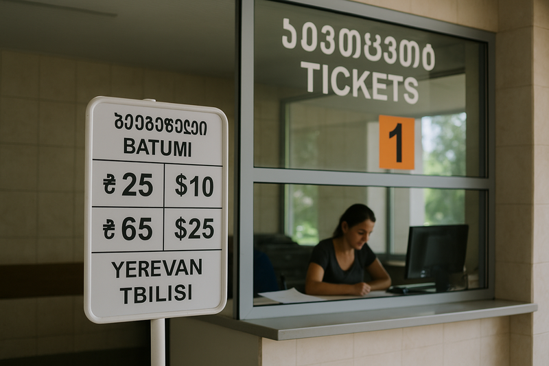 ticket office at the Tbilisi bus station