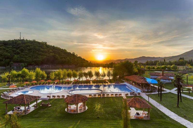 The swimming pool at the Lopotskoe Lake spa hotel