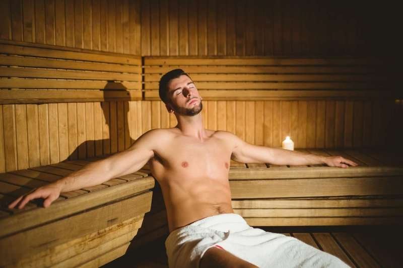 A man in a steam room