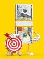 A target and a stack of dollar bills - a concept for a profitable location