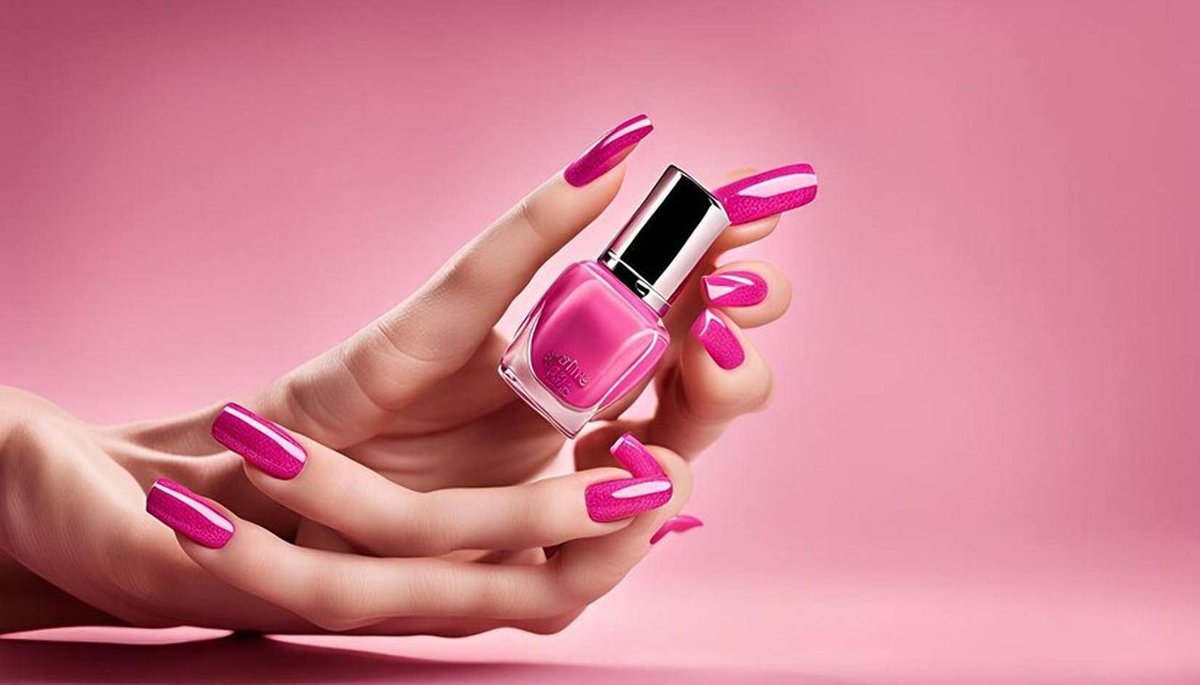 pink nails and polish