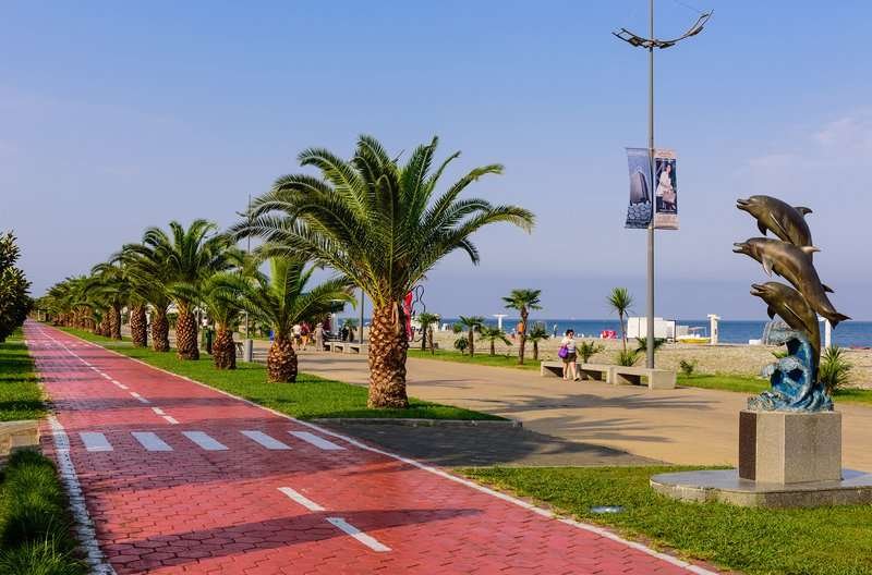 A bicycle path along the waterfront in Batumi