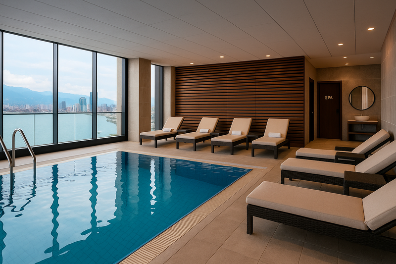 sun loungers by the pool in Batumi