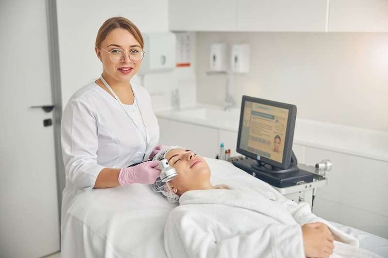 Косметолог с оборудованием для проведения процедур