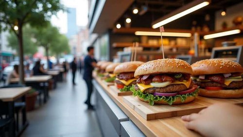 Juicy burgers at a street cafe