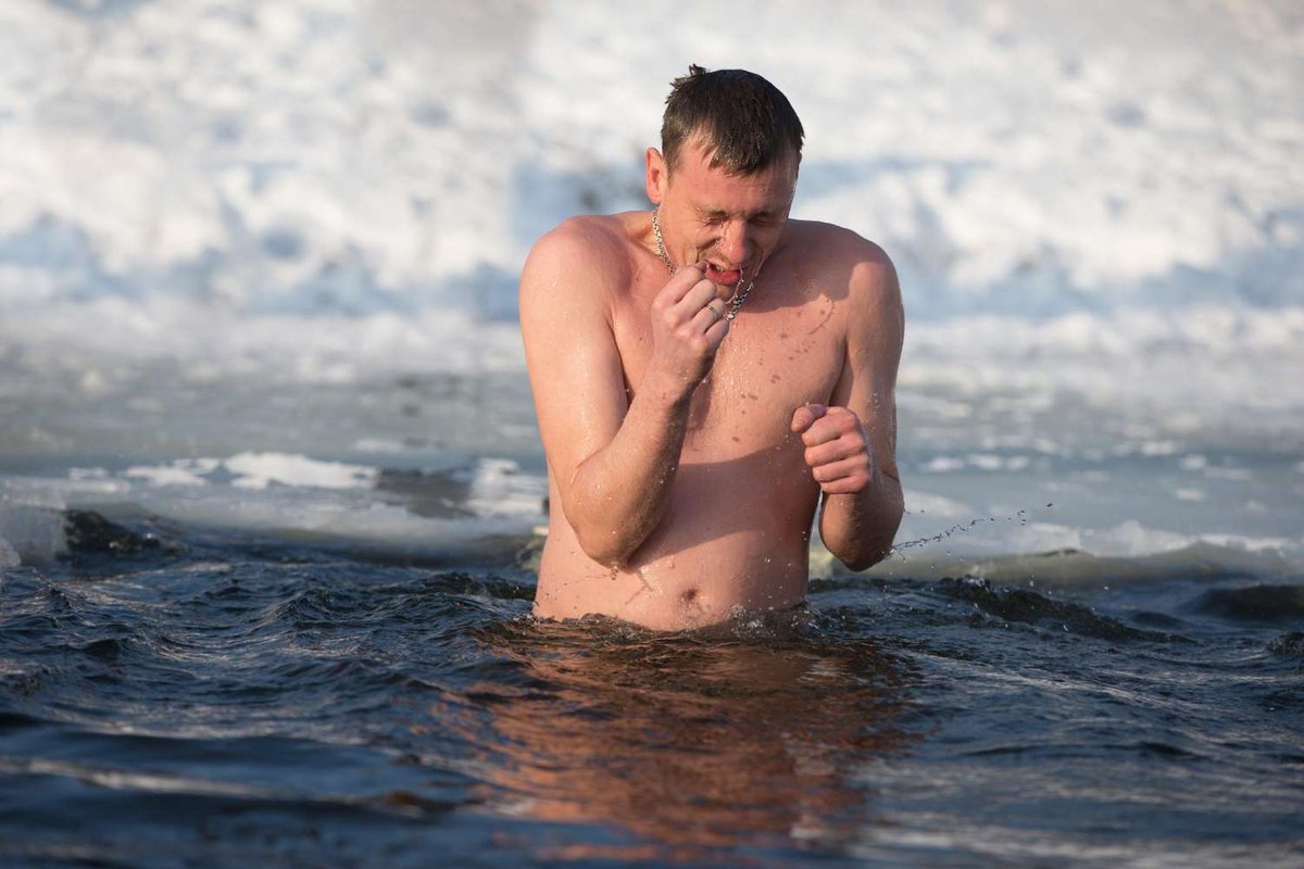 swimming in an ice hole