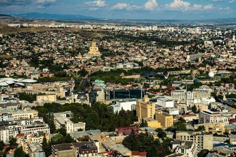 Tbilisi cityscape from the top of Mtatsminda Hill