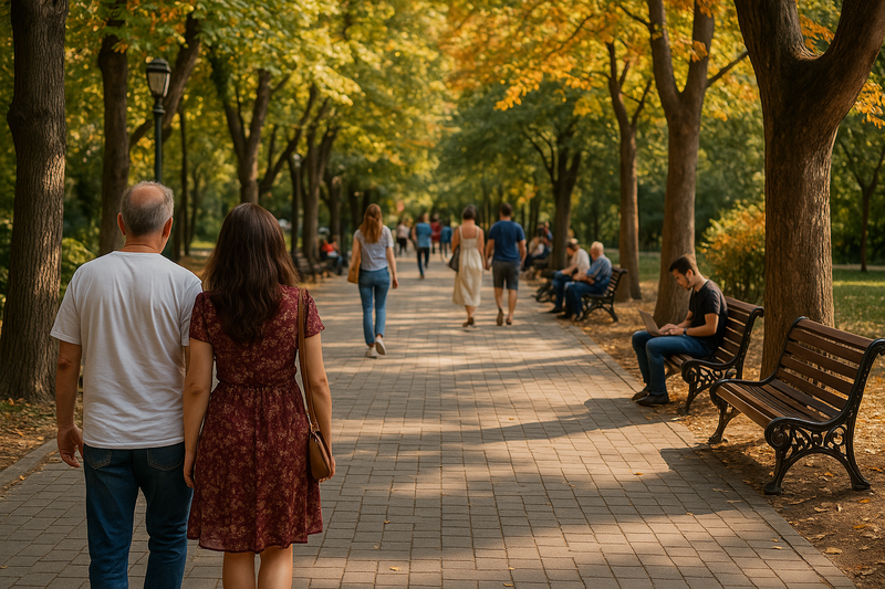 a shady alley in a Tbilisi park