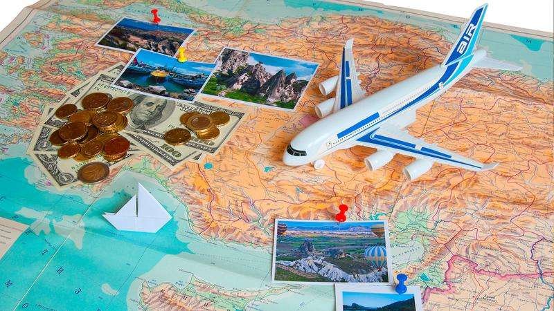 airplane map money