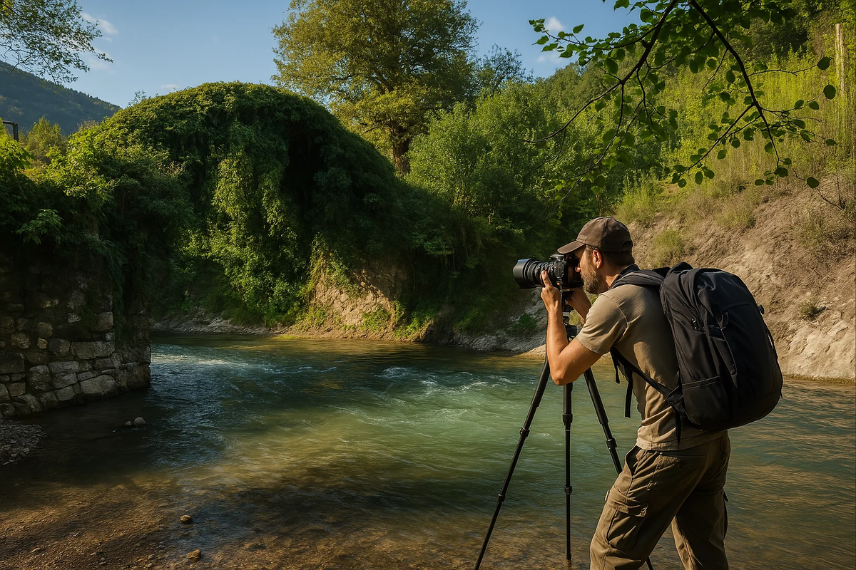 turist_fotografiruet_Besletskiy_most_v_Abkhazii